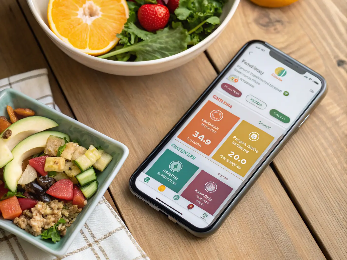 A person using the NutriTrack app on their smartphone to log a meal, with a focus on the app's intuitive interface and easy-to-use meal logging feature.